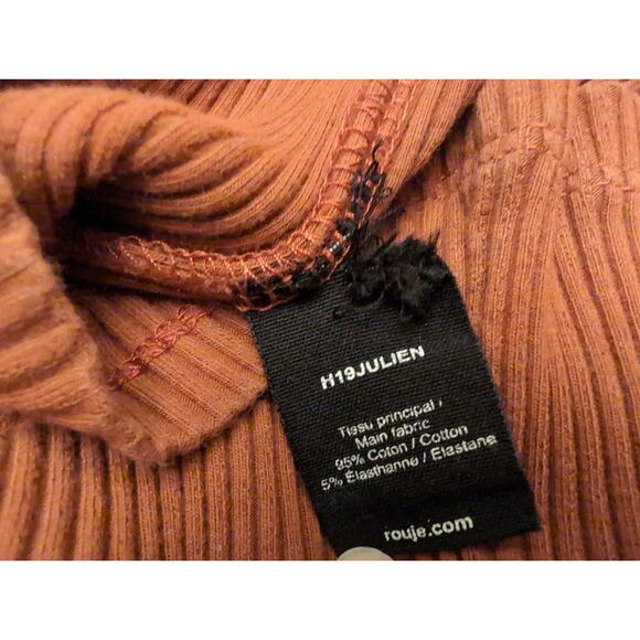 Rouje Julien Ribbed V-Neck Wrap Top Brown Tie Waist Slim Quiet Luxury Clean Girl - Picture 5 of 8